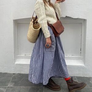 Rosa Blue Gingham Checkered Skirt